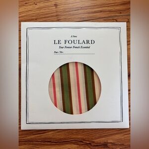 Sezane Striped Silk Scarf in Olive, Pink, Cream